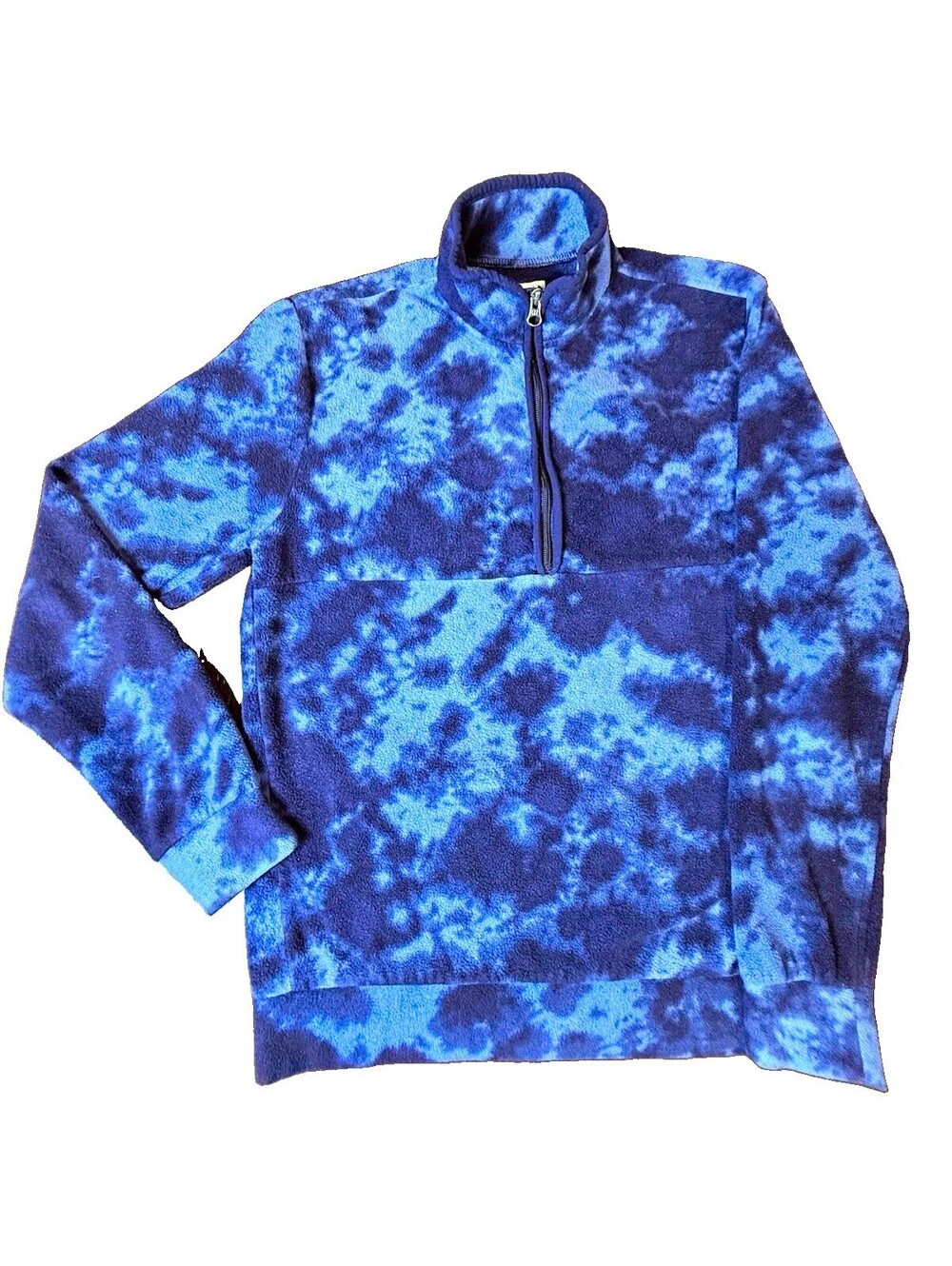 Gap Men's Blue Navy Tie Dye Fleece 1/4 Zip Mock Neck Pullover Sweatshirt S